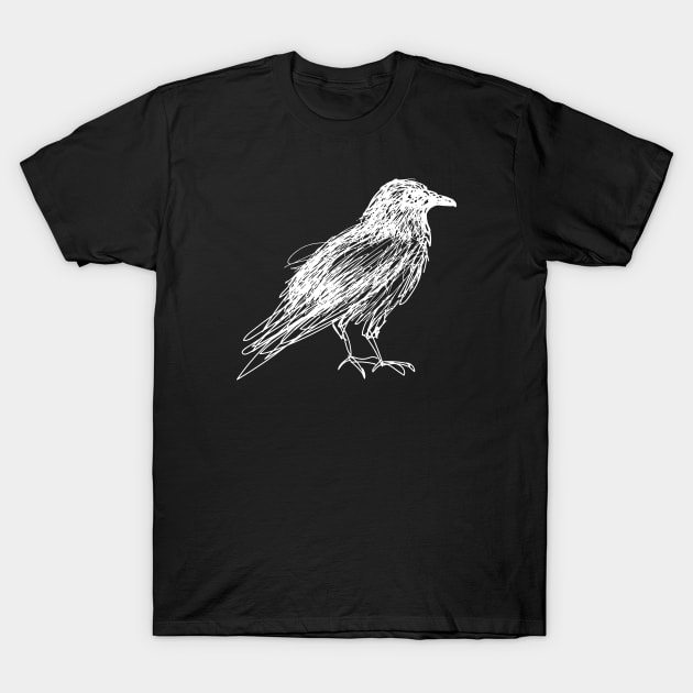 Crow (white) T-Shirt by extrahotchaos